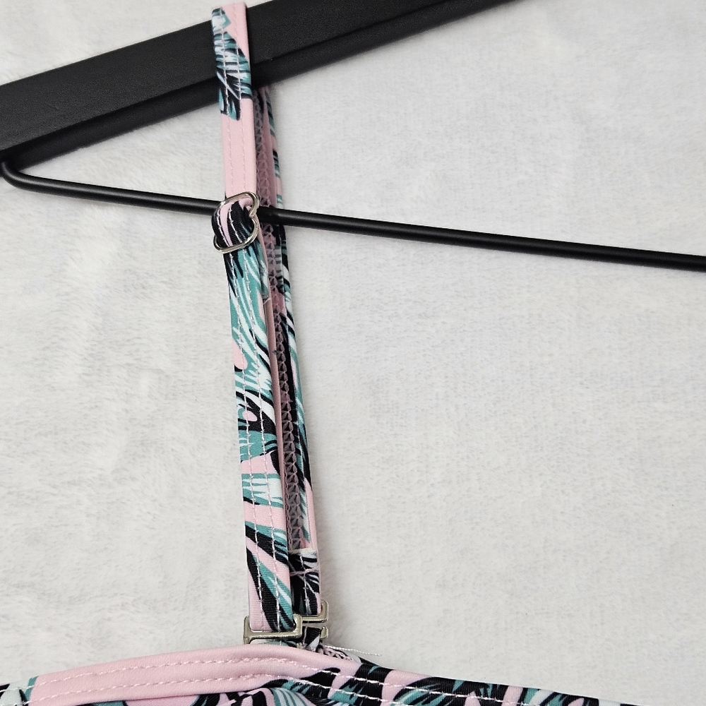 NWT maternity pink tropical one-piece swimsuit adjustable removable straps Lg - Picture 6 of 10